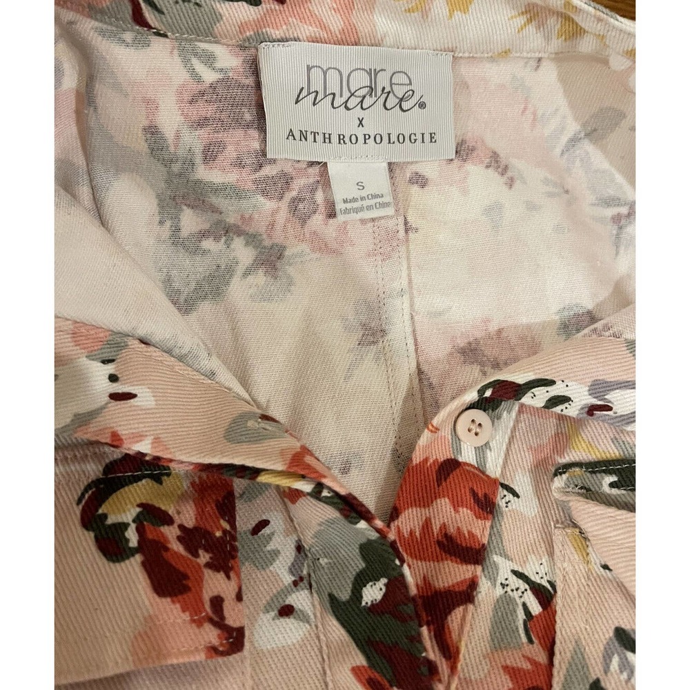 Anthropologie Mare Mare Shirt Dress Pink Floral Womens S Jacket Belt Cottagecore - Picture 12 of 14